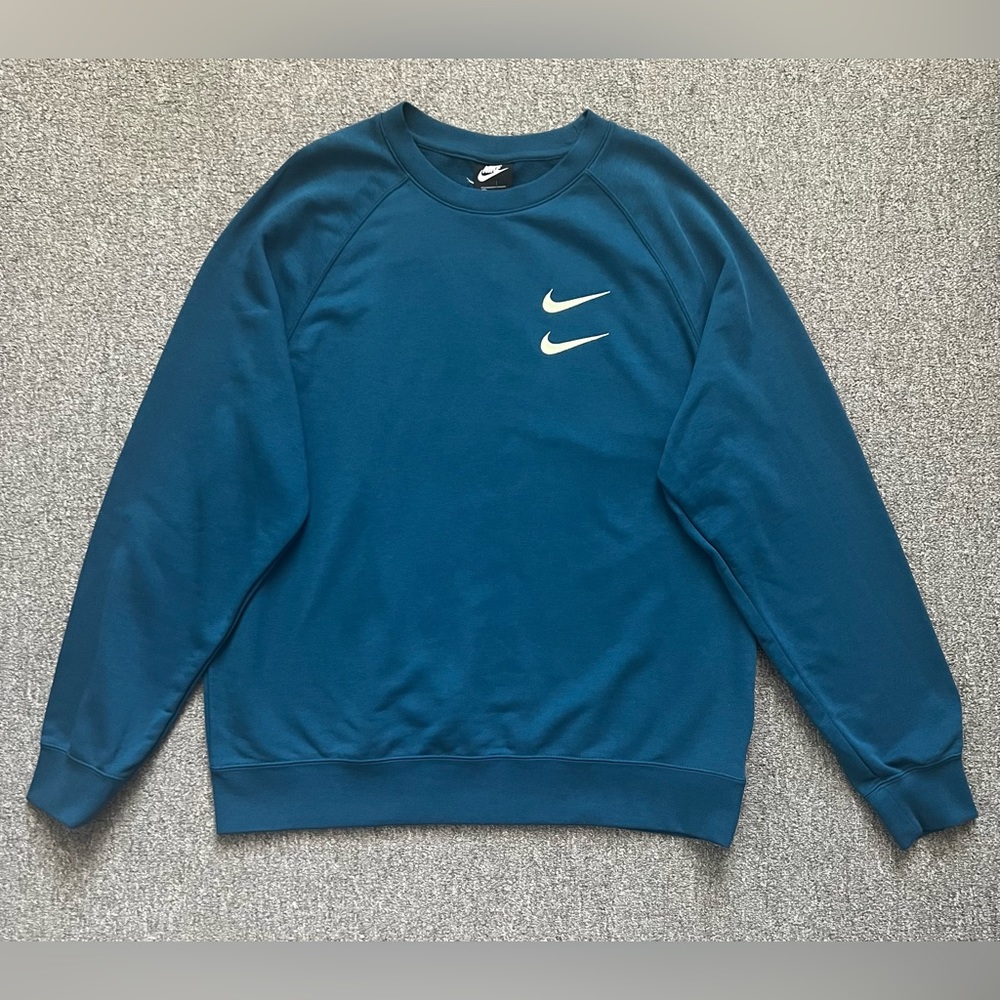 BRAND NEW! NIKE Mens NSW Sportswear Double Swoosh French Terry Crew Teal Size XL